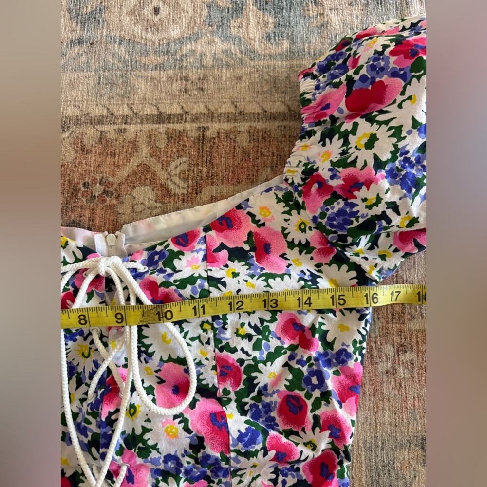 Vintage Puff Off The Shoulder Cotton Floral Dress Small Bloomcore Boho - Picture 10 of 13